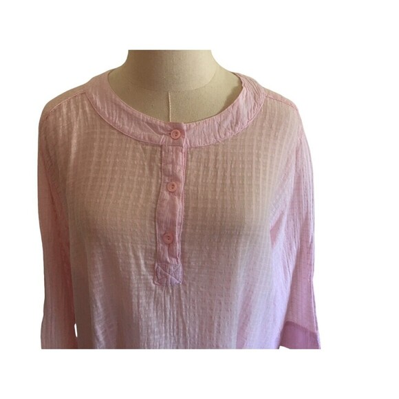 Focus Top Women's Size Medium Pink Grid Textured 3/4 Sleeve - Picture 4 of 8